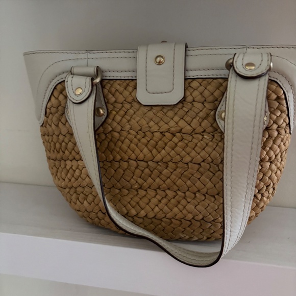 Michael Kors Leather And Straw Basket Weave Bag - Picture 3 of 5